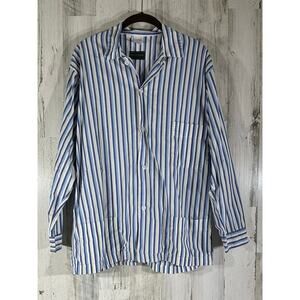 Hammacher Schlemmer Mens Cotton Pajamas Shirt Size Small‎ 100% Cotton Striped